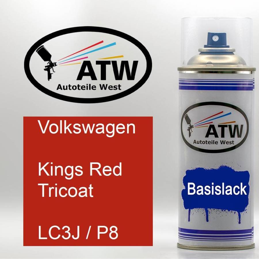 Volkswagen, Kings Red Tricoat, LC3J / P8: 400ml Sprühdose, von ATW Autoteile West.